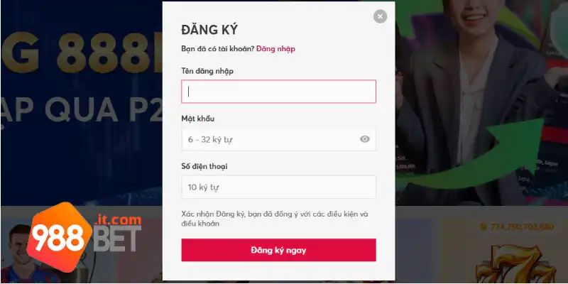 Hướng dẫn đăng ký và đăng nhập 988Bet